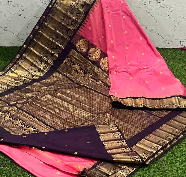 Tomato Pink Handloom Gadwal 16 J5-15