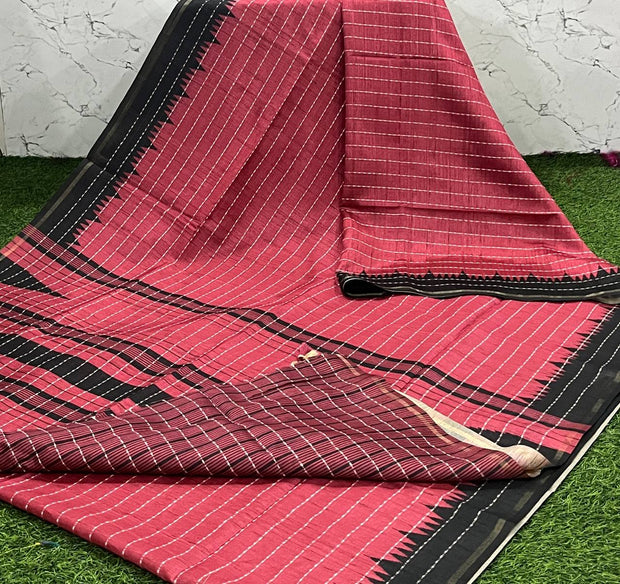 Tomato Red Khadi Pattu 10 J5-6