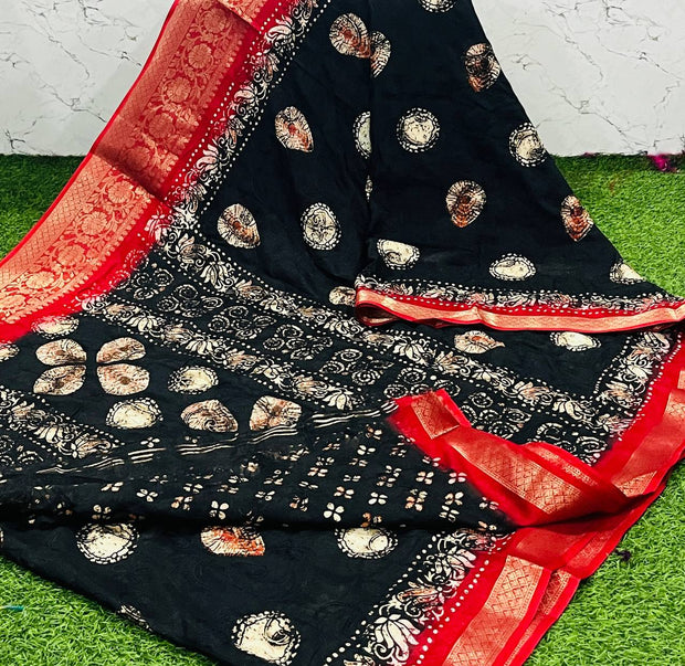 Black Maheshwari Thread Work 10 J5-10