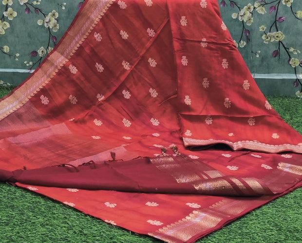Red Shibori Malai Silk 21 J4-1
