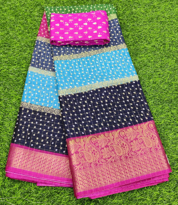 Blue and pink mysore crape 27 J5 8E