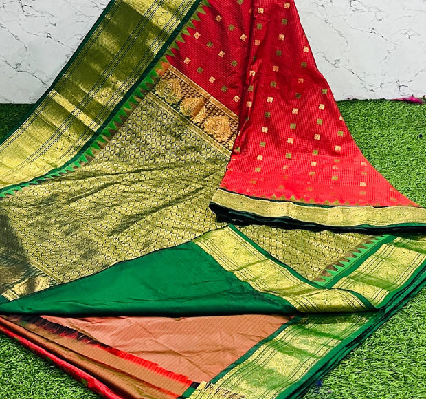 Red Handloom Gadwal 17 J5-7