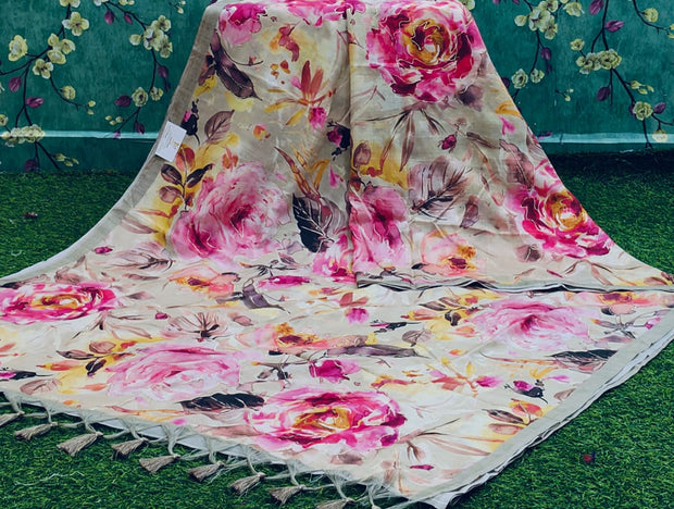 Beige Tussar Gold Paint 25 J4-11