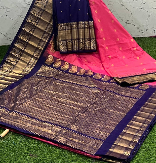 Tomato Pink Handloom Gadwal 16 J5-1