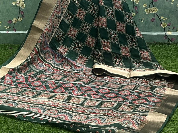 Bottle Green Ajrakh Crepe 20 K4-12