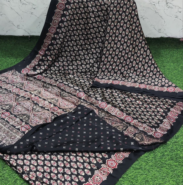 Black Ajrakh Satin 28 C5-12
