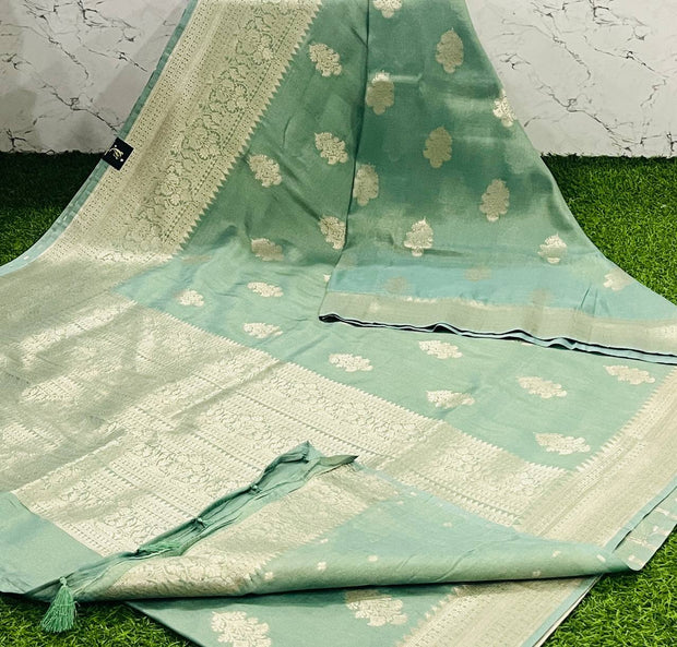 Green Georgette Pattu 10 H5-3