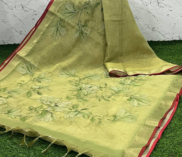 Mehendi Green Linen Khadi 6 D5-1