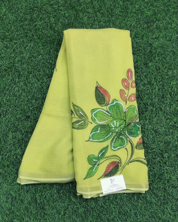 Yellow Painting Kadhi Georgette 16 K4-9E