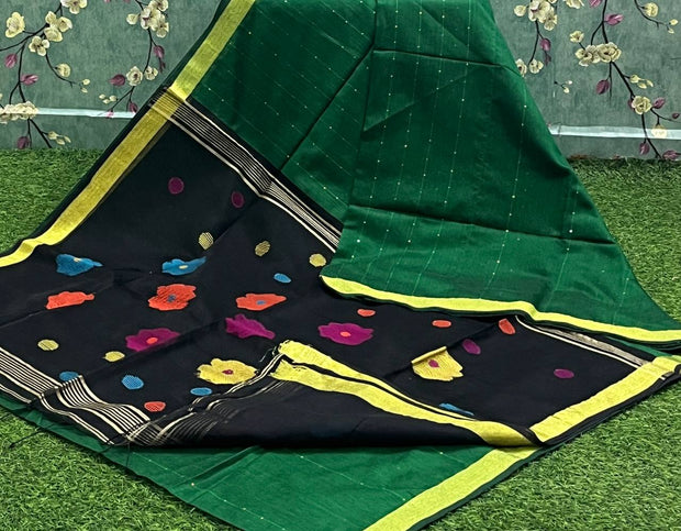 Green Handloom Jamdani 5 L4-13