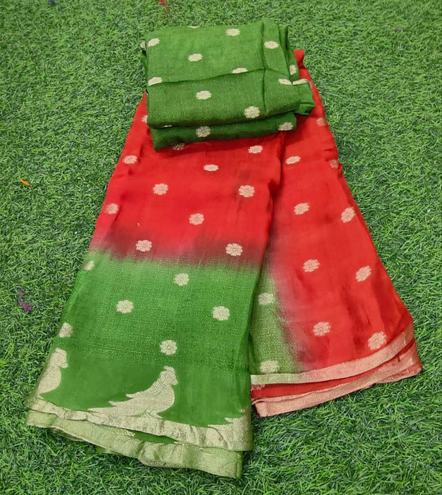 Red Khadi Georgette 8 J5 1E