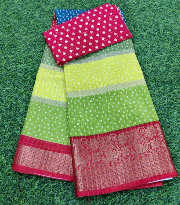Green and red mysore crape 27 J5 6E