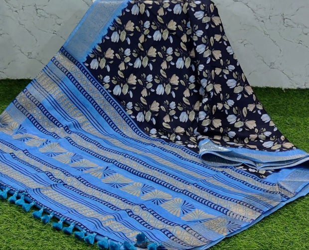 Black-Blue Floral Digital 19 A5-5