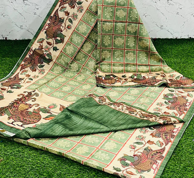 Green Kalamkari Tussar 5 J5-13
