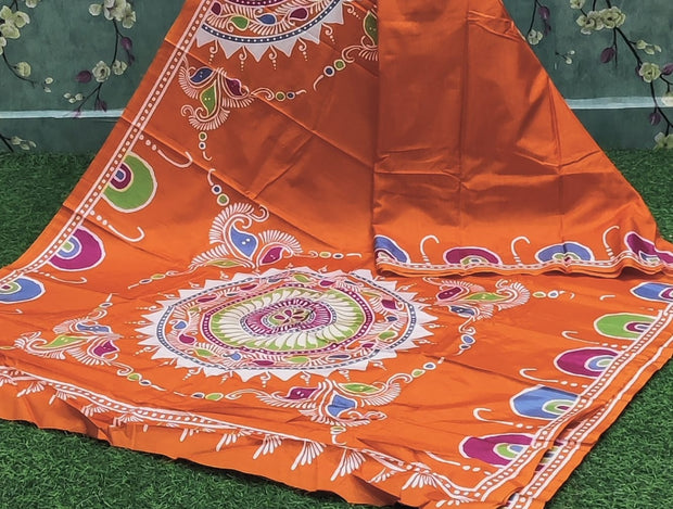 Orange Hand Painted Soft Silk 13 K4-7