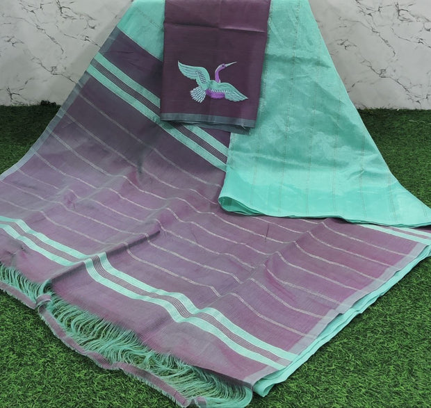 Lux green mangalagiri handloom pattu 9 E5-4
