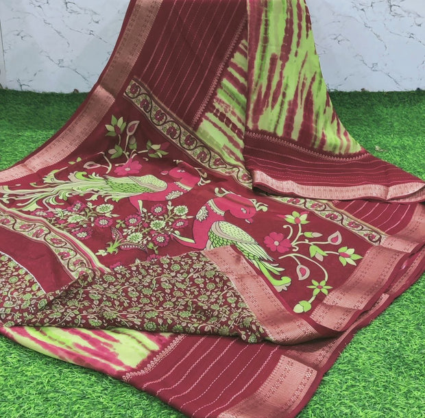 Red Shibori Crepe 7 C5-8