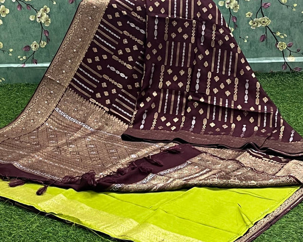 Chocolate Brown Mashru Pattu 5 L4-4