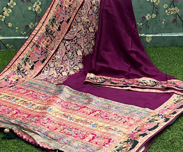 Burgundy Kashmiri Saree 12 L4-3