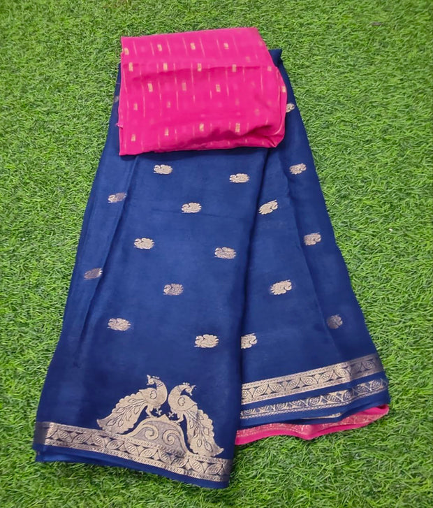 Blue Crape Georgette 8 J5 6E