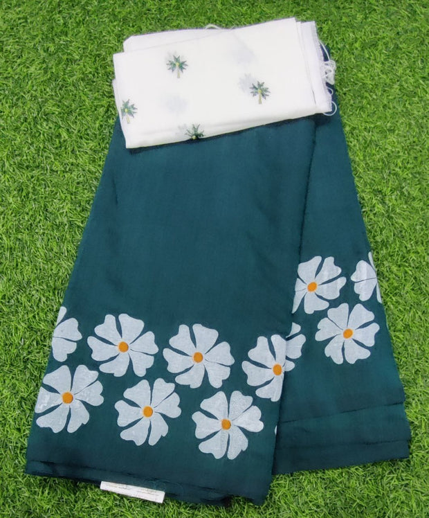 Dark Green Khadi Cotton Painting 20 E5-5E