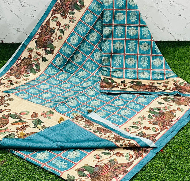 Blue Kalamkari Tussar 5 J5-12