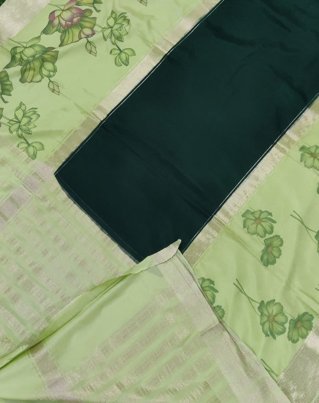 Dark Green Kalamkari Mysore Crepe 5 A5-7