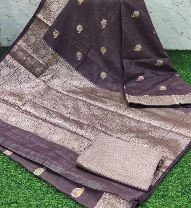 Beige Lavender Jute Pattu 17 C5-1