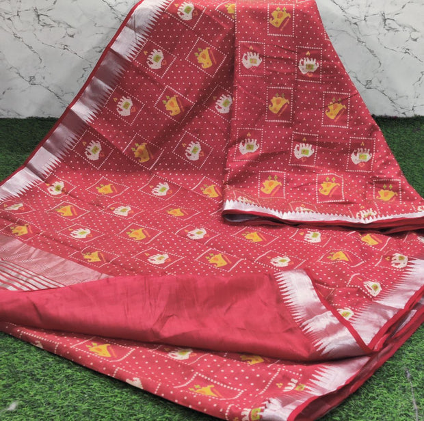 Tomato Red Patola Pattu 26 K5-1