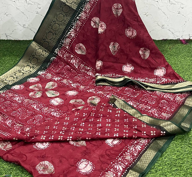 Maroon Maheshwari Thread Work 10 J5-15