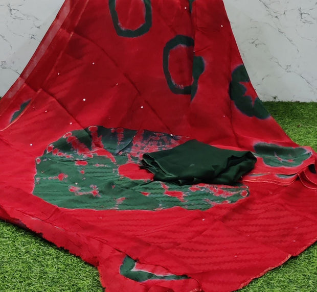 Red Leheriya Mirror Work 28 D5-9