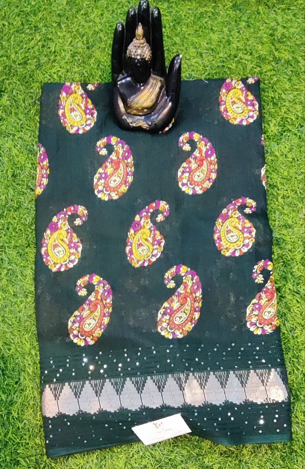 Bottle Green Viscose Silk 15 L4-10