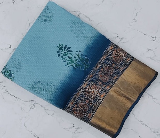 Light Blue Handloom Kota Saree 4Oct1E