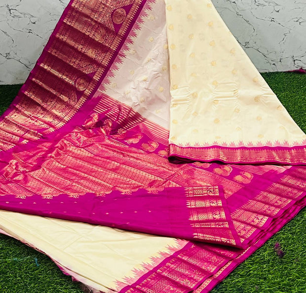 Cream Handloom Gadwal 16 J5-13