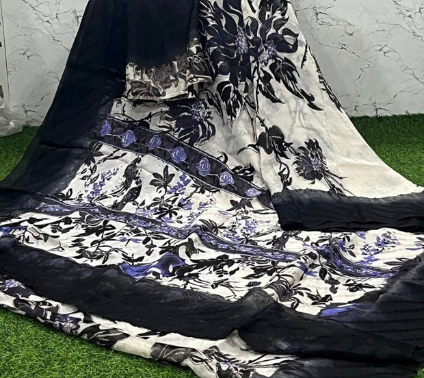 Black Floral Kadhi Georgette 18 D5-15