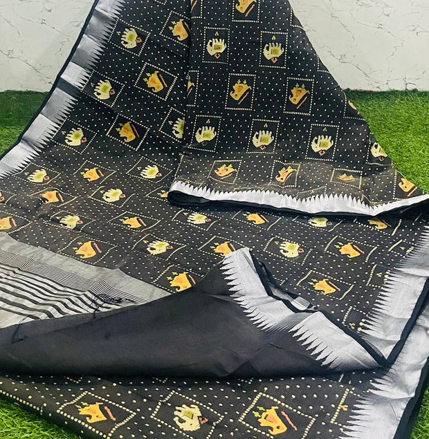 Dark Grey Patola Pattu 26 K5-3