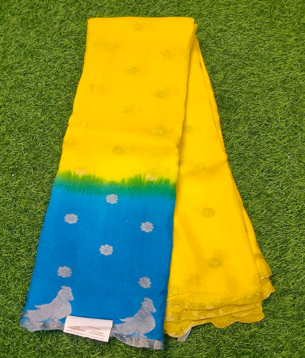 Yellow khadi Georgette 8 J5 4E