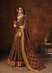 cotton satin saree