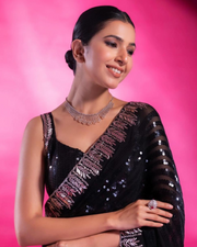 Black Georgette Sequins Saree Colours Available