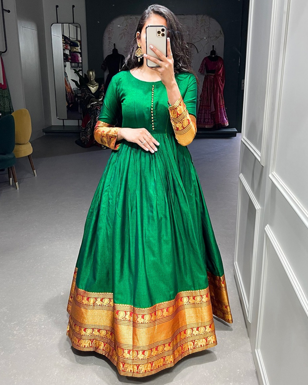 Green Narayan Pet Cotton Long Dress