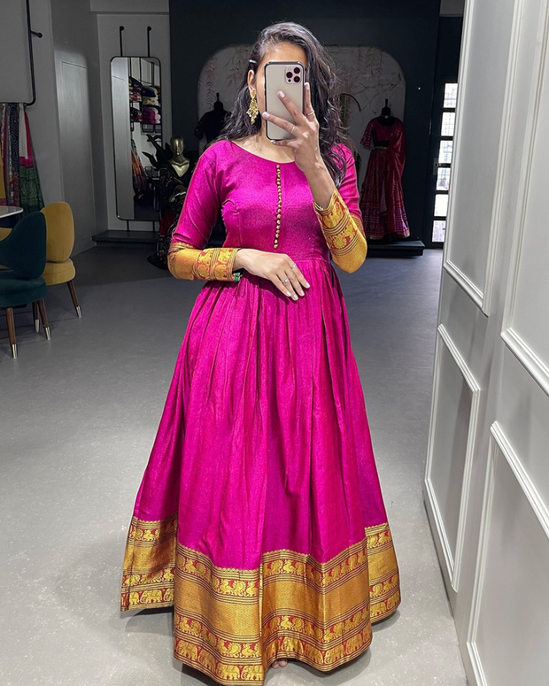Pink Narayan Pet Cotton Long Dress