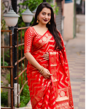 Red Soft Silk Banarasi Saree