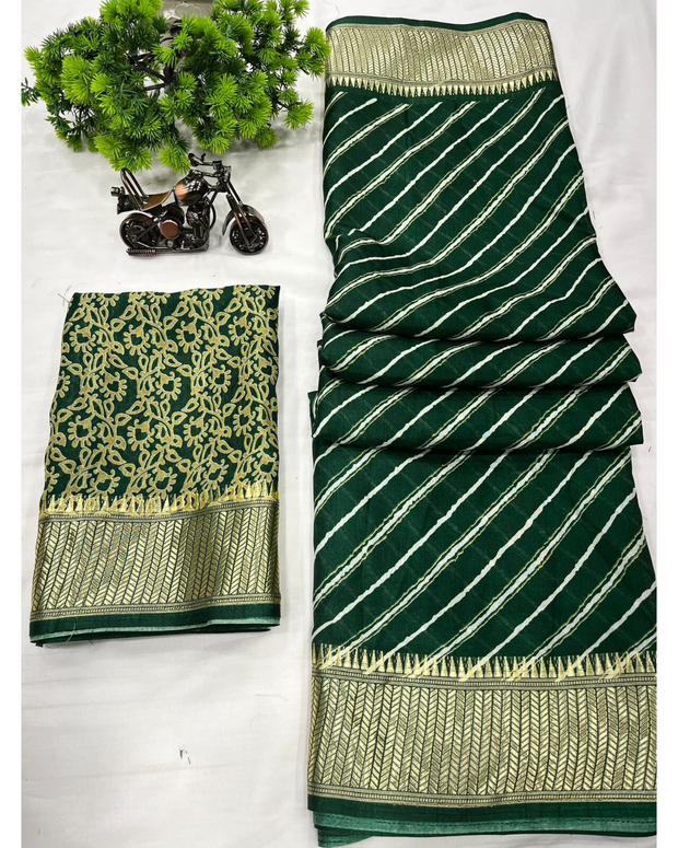 Green Leheriya Binny Crepe Saree