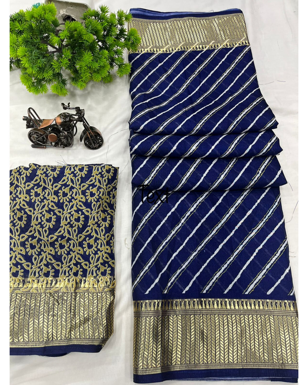 Blue Leheriya Binny Crepe Saree